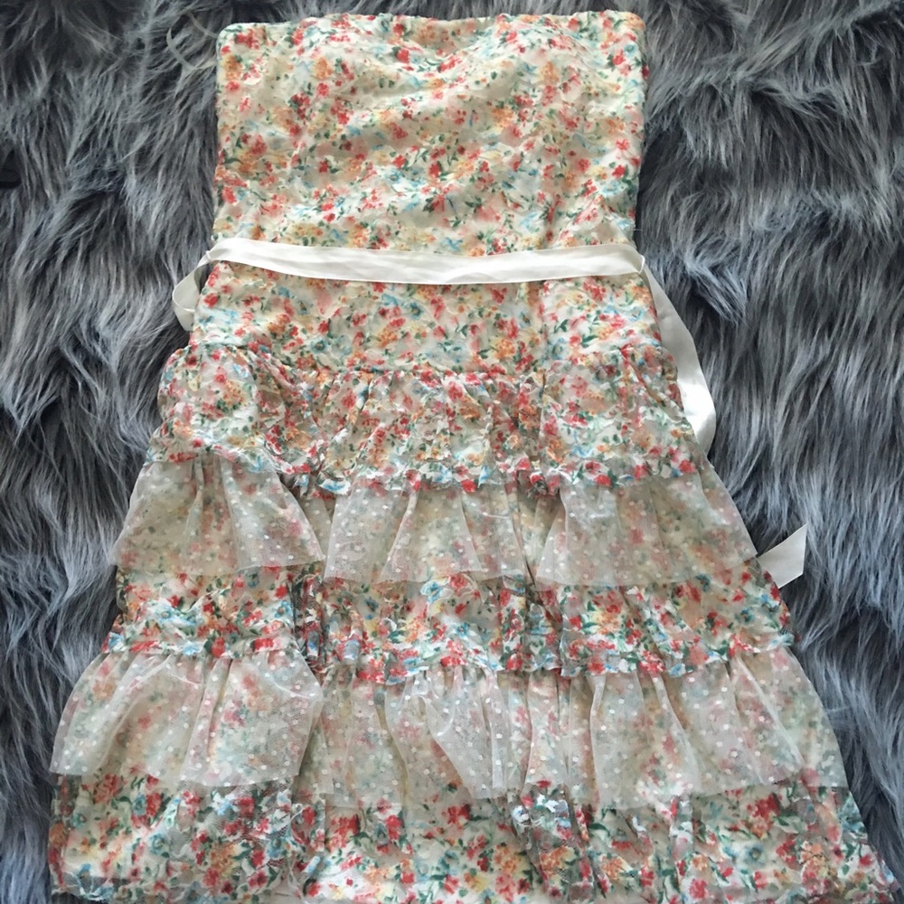 Strapless Floral Dress